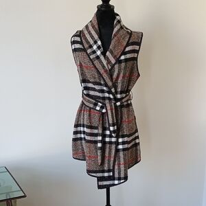 Uno Core Plaid Sleeveless Wrap Vest